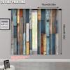 2pcs, Popular Curtain Panels 2D print Retro Faux Wood Plank Machine Washable Fabric (without rod) Gifts Perfect for Living Room,