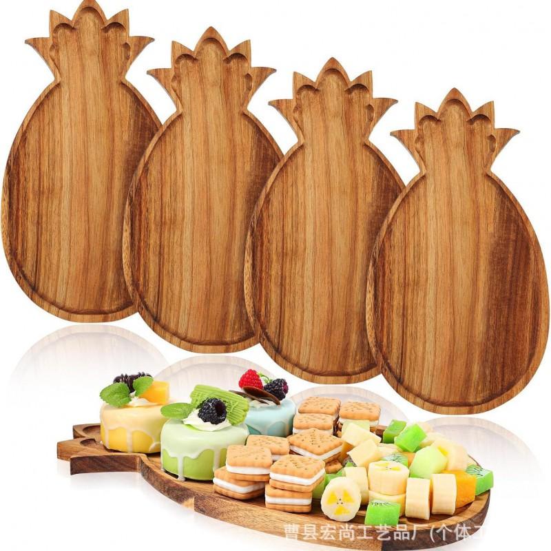 Wooden Pineapple-Shaped Serving Tray Cutting Board Platter Snacks Appetizers Kitchen Decor