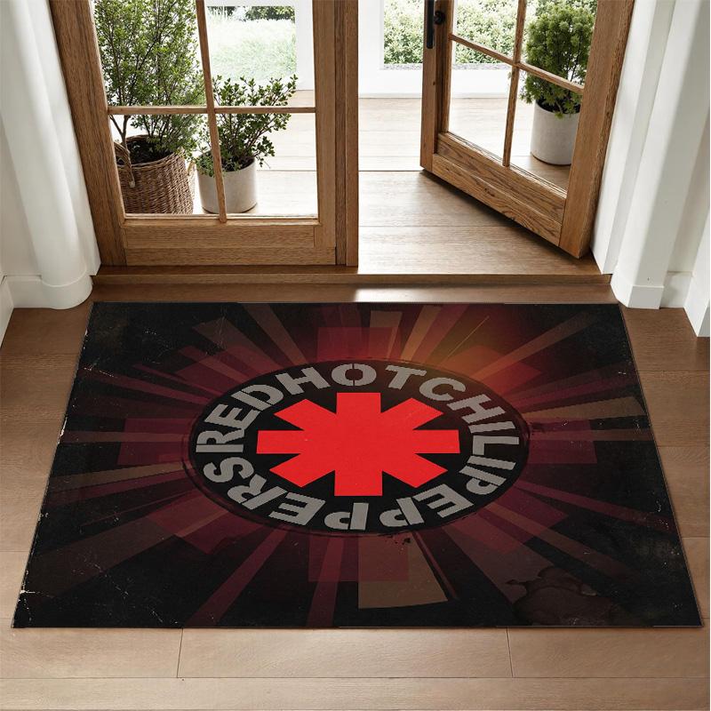 Red Hot Chili Peppers Design Crystal Velvet Rug Soft Decorative Mat for Bedroom Entrance