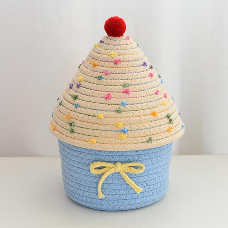 1 шт. Маленькие контейнеры для дома INS с крышкой Домашнее хранение Плетеные корзины из хлопковой веревки Богема 5 стилей