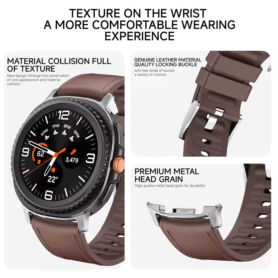 Официальный кожаный ремешок без зазоров для Samsung Galaxy Watch 8 Classic 46 мм, ремешок для Galaxy Watch 8 40 мм 44 мм, аксессуары-браслеты
