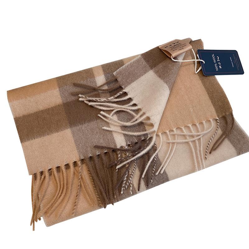 100% Wool Australian Pure Wool Plaid Scarf Winter Versatile Warm Couple Scarf