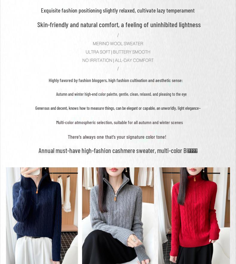 Fashionable Lapel Pure Wool Cable Knit Zipper Sweater - Loose Fit, Simple Long Sleeve Knitwear Top