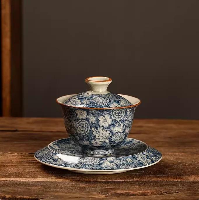 Сине-белая керамика Ru Kiln, чаша Three Talent, бытовая китайская чайная чаша, ретро-чайник, 1 шт.