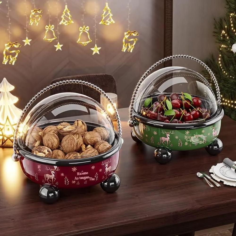 Large Capacity Drain Fruit Serving Plate High Feet Flip Cover Table Fruit Tray Plastic with Handle Snack Tray Candy