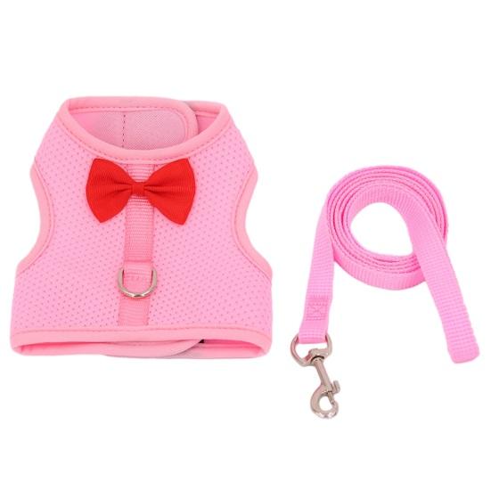 1 Set Pet Harness Leash Stylish Bow Decoration Small Pets Rabbit Traction Harness for Outdoor Walking