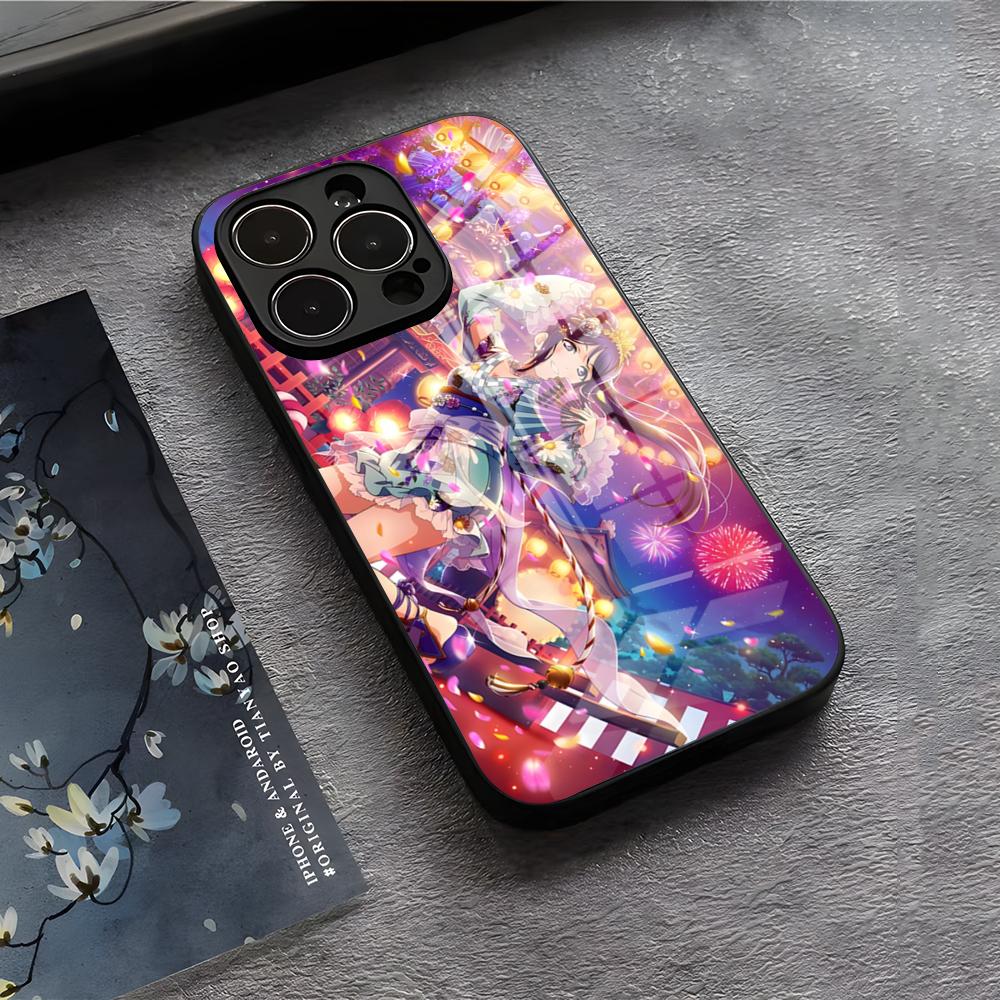 Чехол для телефона Love Live Anime для iPhone 17 Air 16 E Pro Max 15 14 13 Mini 12 Pro 11 Max Plus Черный Стеклянный Чехол