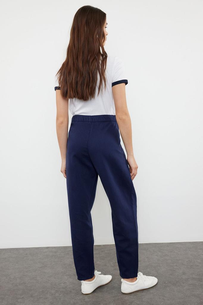 Женские джинсы Темно-синие джинсы-баллоны с высокой талией и эластичной резинкой на талии TWOAW25JE00003