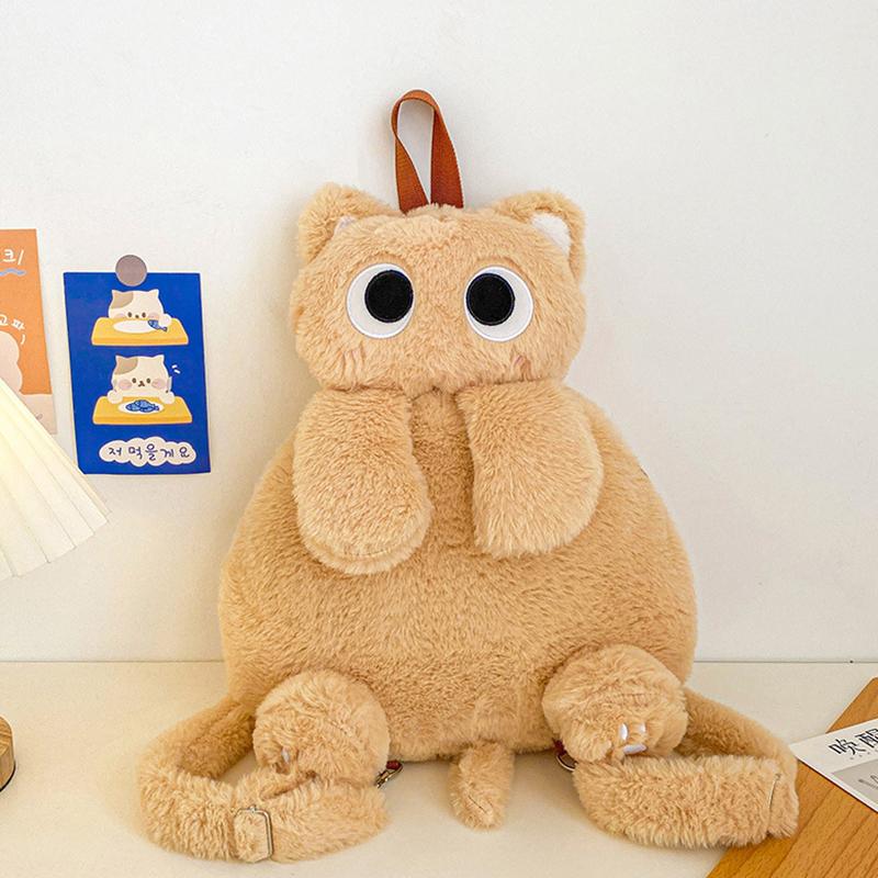 Кавайный плюшевый рюкзак в виде кошки, милый рюкзак большой вместимости с мягкими игрушками, мультяшный плюшевый рюкзак с кошкой, подарки на день рождения для детей