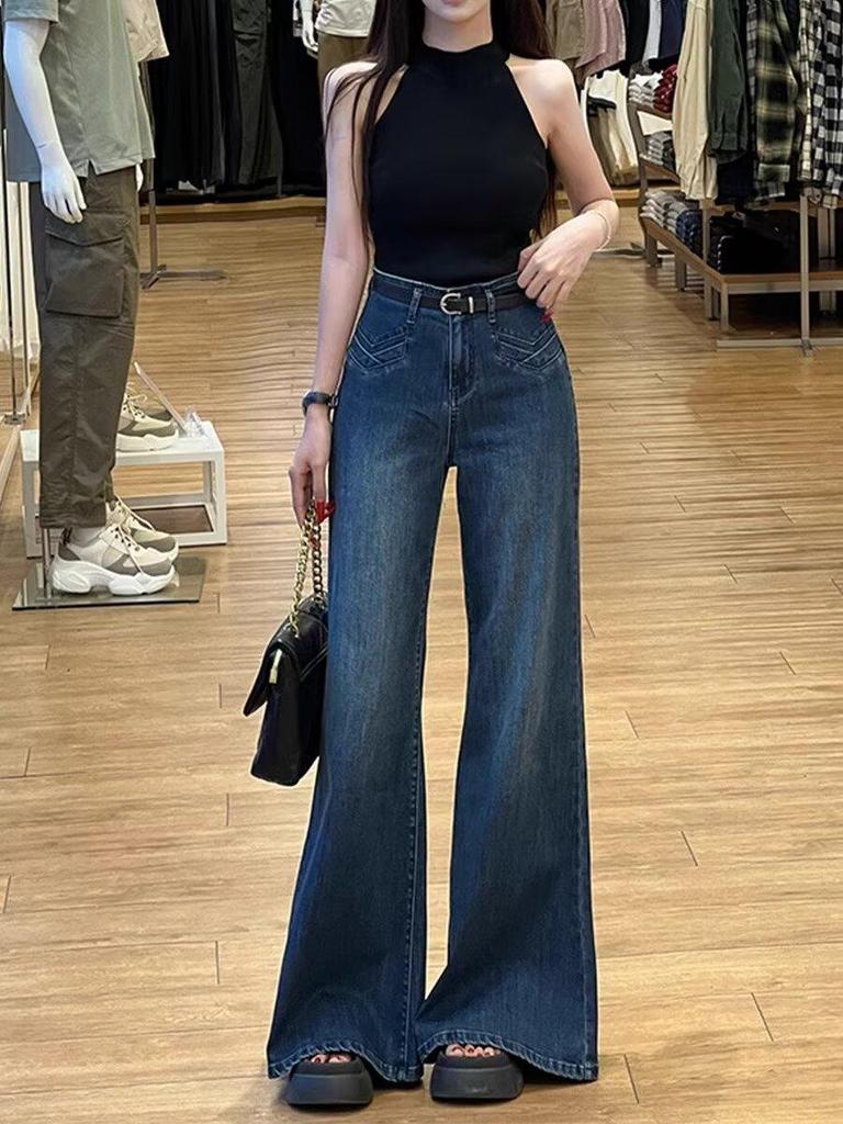 2025 Spring Women's High-Waisted Flare Jeans: Slimming, Non-Clinging, Versatile Long Pants