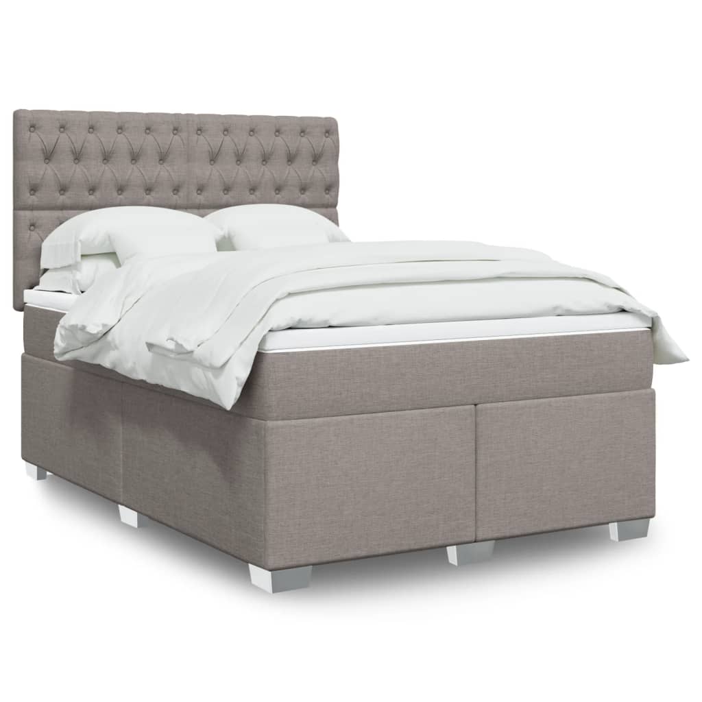 Box Spring Bed with Mattress Taupe 160x200 cm Fabric