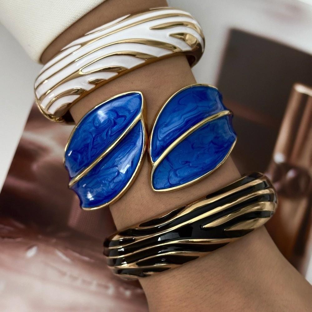 Gold Plated Color Enamel Cuff Bracelet Irregular Design Statement Jewelry Bracelet for Women
