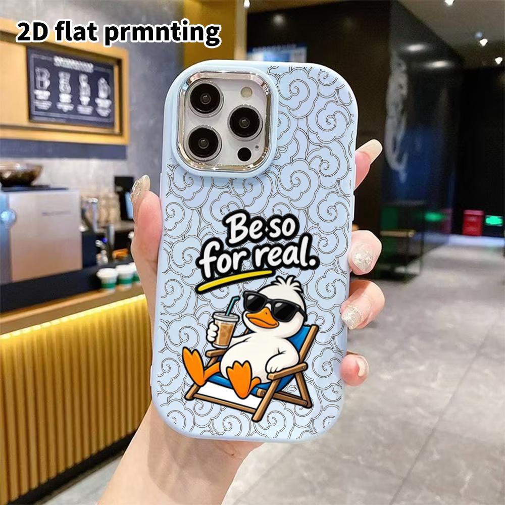 Чехол для телефона: 2D плоский дизайн, подходящий для защитного чехла iPhone 18 17 16 15 14 13 Pro, стиль для пары, утка для отпуска, подарок на Рождество и Хэллоуин