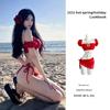Mosricci Retro Red Bikini: Europe & US Celebrity Style, Sexy Two-Piece Swimsuit with Chest Pads for Women.