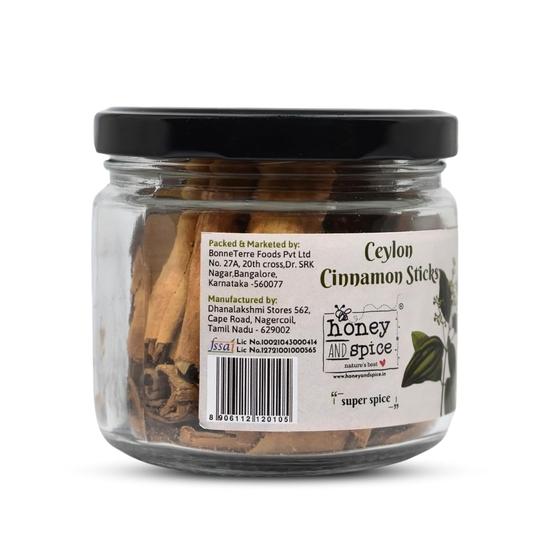 Honey and Spice Ceylon Dalchini Cinnamon Sticks Organic Srilankan - 50 Gms (True Srilankan Barks/Rolls), 100% Natural | H1 Grade