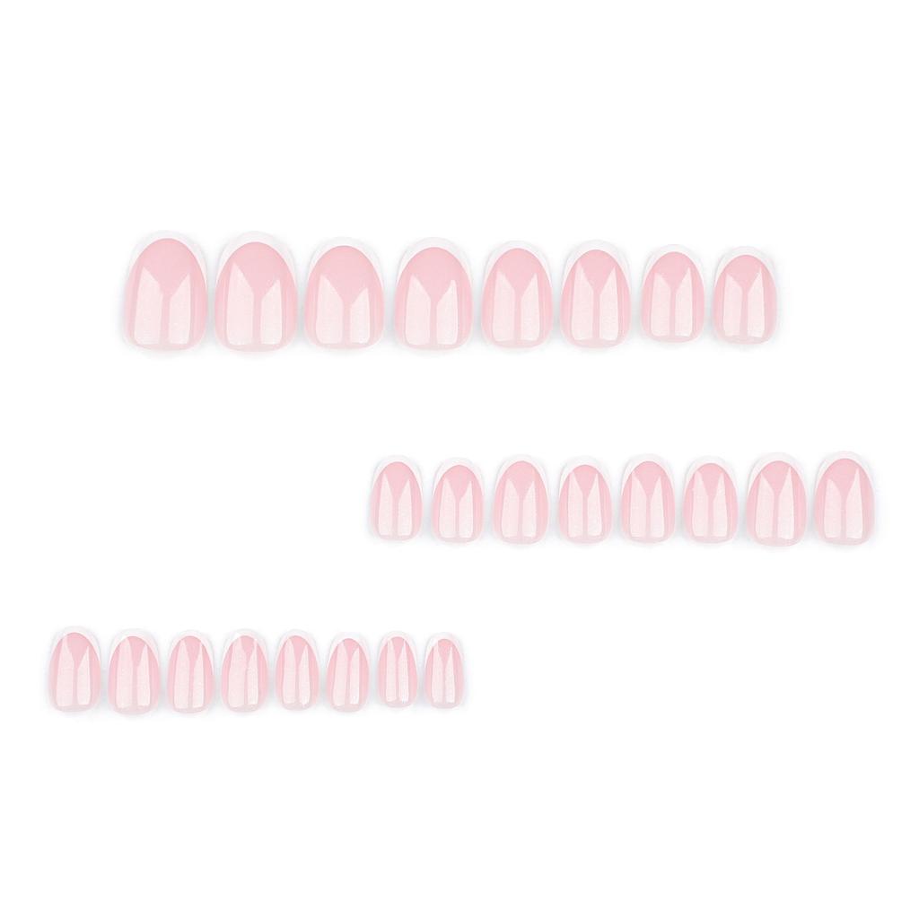 24 шт. Классический французский маникюр, короткие, круглые, нейл-арт, голые, пудровые, съемные накладные ногти