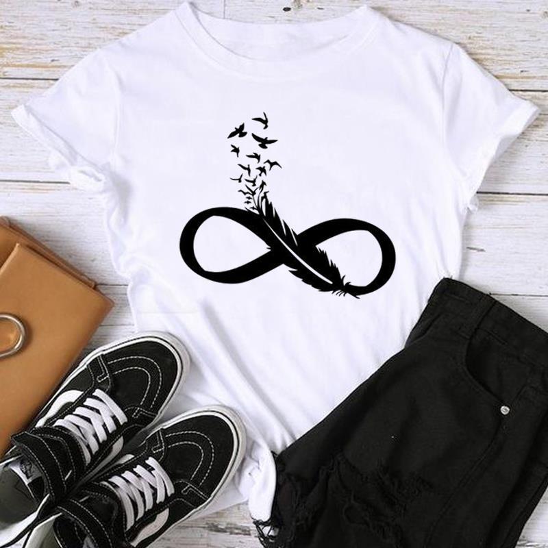 (Asian Size) Fashion Print Female Watercolor Love Heart Trend Cute Casual Women's Top Casual T Clothing Graphic Tee Short Sleeve T-shirt