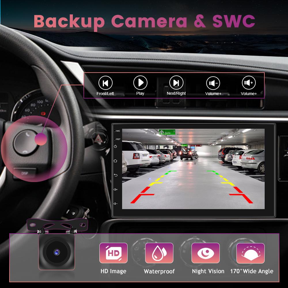 Podofo Универсальный автомобильный радиоприемник 1 + 16G 2 Din 7 дюймов Android 11 с Carplay Android Auto GPS Wi-Fi Hi-Fi Bluetooth FM RDS SWC AHD DVR микрофон