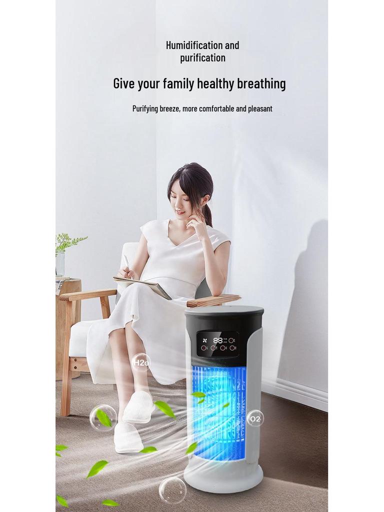 Portable USB Desktop Air Cooler & Humidifier - Silent Operation with Timer for Home & Office