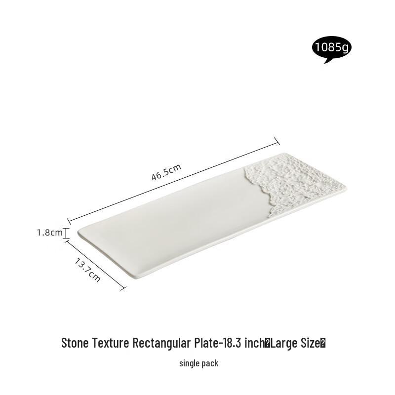 Zhishi Прямоугольная керамическая обеденная тарелка Rock White, 18,3 дюйма