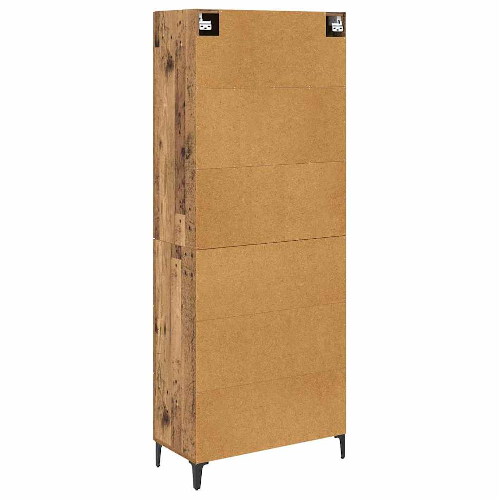Wall Mounted Highboard Reclaimed Wood Look 69.5 x 34 x 180 cm Particleboard
