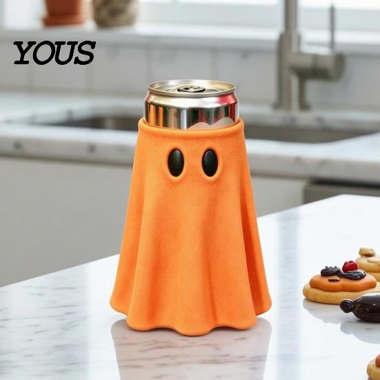 Halloween Party Favors Ghost Can Holder, Universal Beverage Cooler Sleeve, Cute Shaped Spooky Kitchen Accessories Insulated Drink Holder for Standard