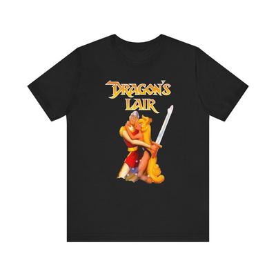 230 г/м² 100% хлопок Dragons Lair Arcade Snes ретро-стиль обложки с рисунком футболка унисекс из джерси с коротким рукавом