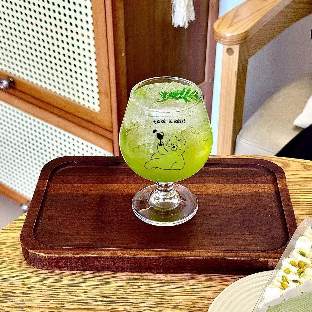 Korean Style Cute Puppy Glass Goblet: Dessert, Wine, Juice, Sparkling Water Cup