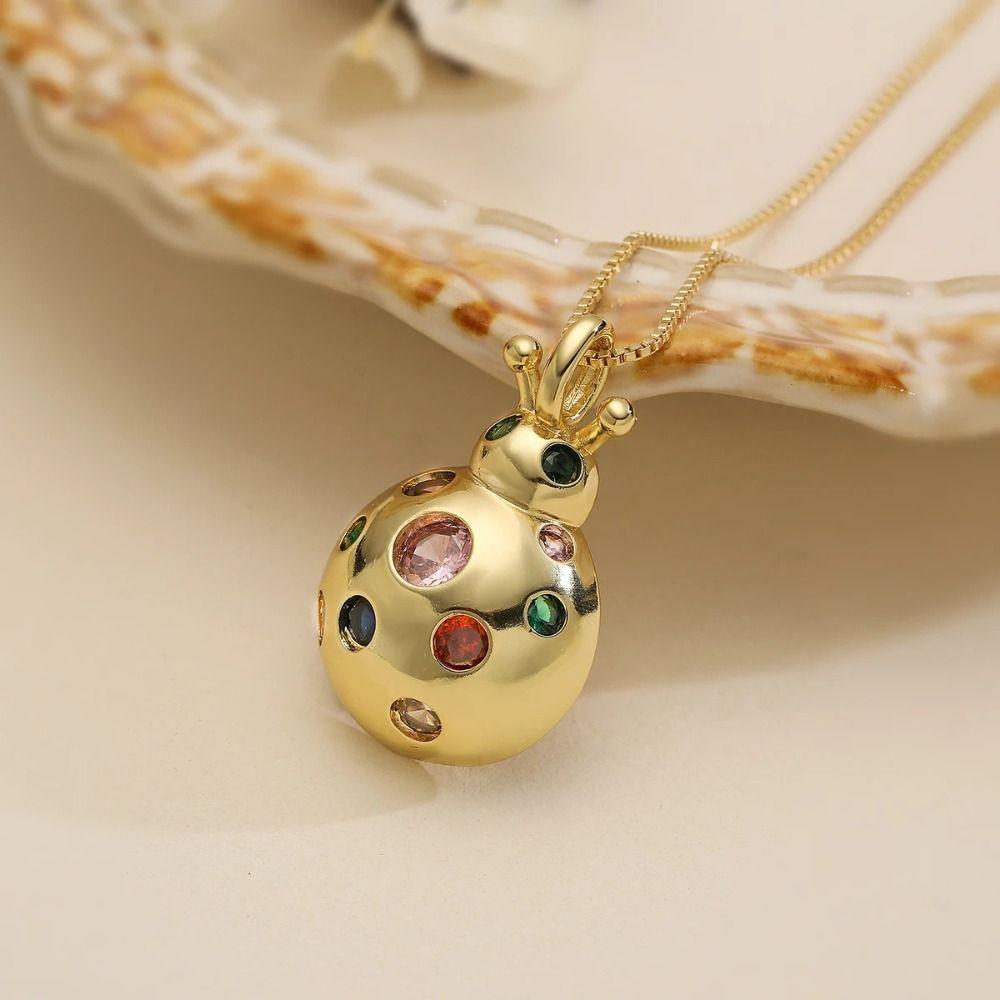 Elegant Gold Color Necklaces Lightweight Fashion Jewelry New Ladybug Pendant Women