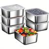 1pc Stainless Steel Food Storage Containers - Square, Manual Lid, Hand Washable - Perfect For Meal Prep & Outdoor Picnics