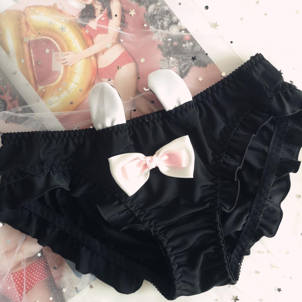 Women's Cute Anime Bunny Ears Ice Silk Panties - Comfortable & Breathable Japanese Style Underwear