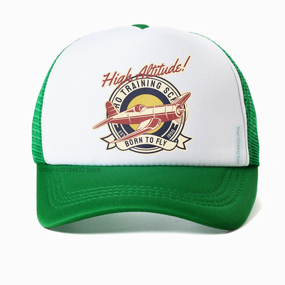 Funny High Altitude BORN TO FLY Vintage Airplane Baseball Cap Unisex Harajuku Summer Fashion Mesh Breathable Trucker Hat
