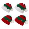 Christmas Hat with Bells Plush Ball Decor Red Green Patchwork Color Breathable Santa Claus Hat Daily Party Wear