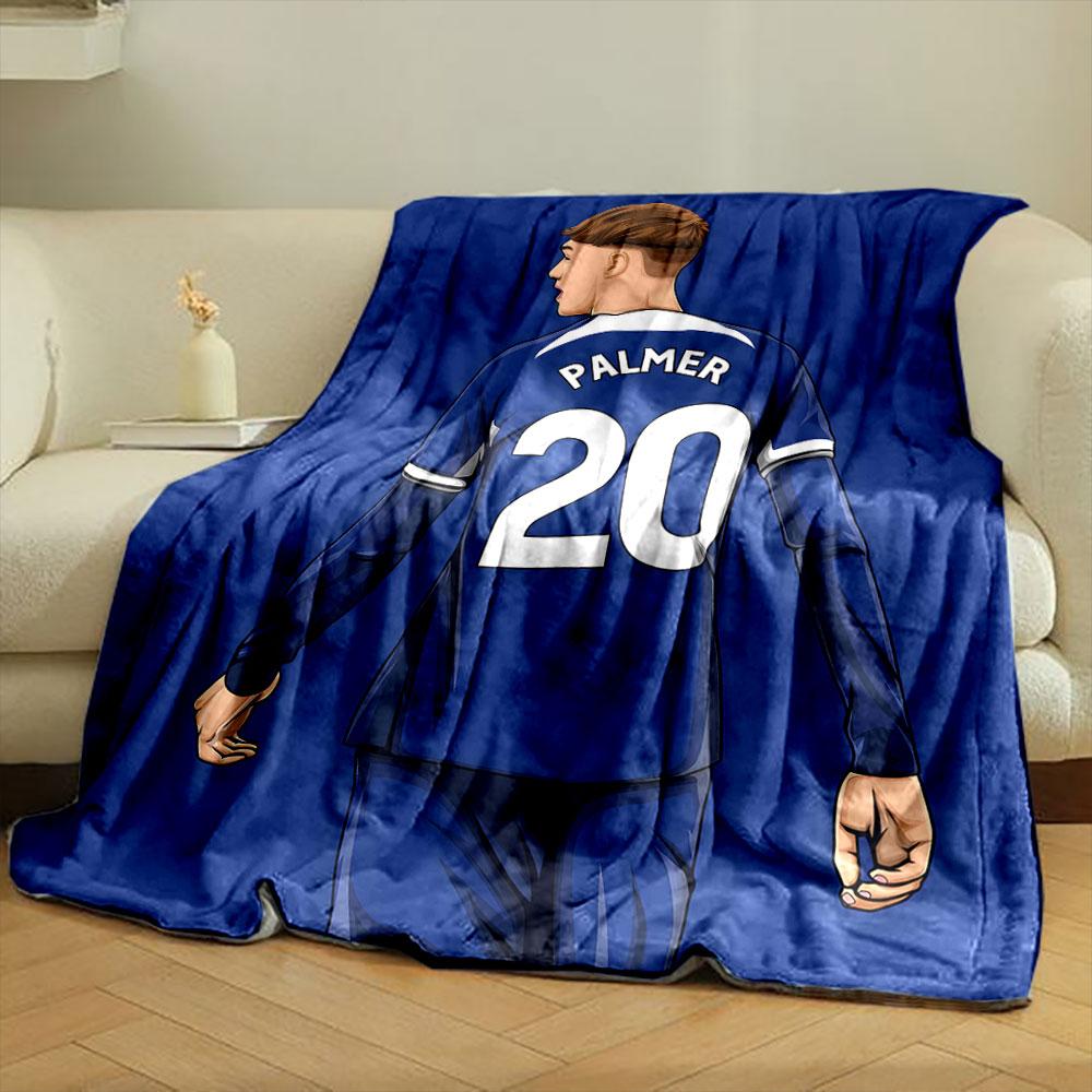 Blue jersey with "PALMER" and "20" written in bold white text. for all seasons blanket lunch break throw gift