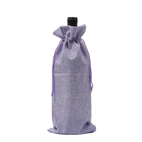 Деревенский льняной чехол для бутылки вина с завязкой, упаковочный мешок для свадебного декора