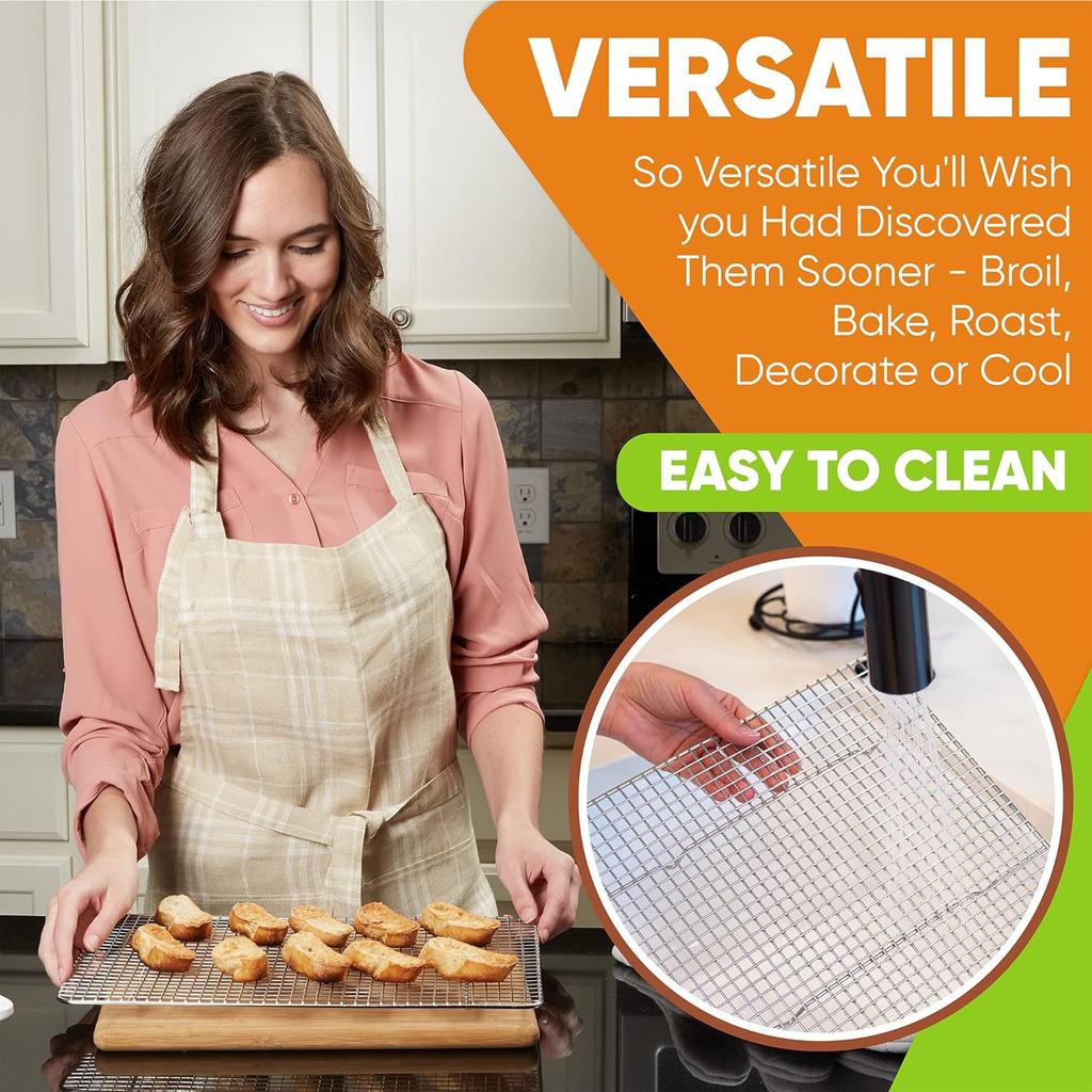Spring Chef 10 x 15 Inch Stainless Steel Cooling Rack for Cooking & Baking - Heavy Duty Cookie Cooling Rack for Kitchen - Oven Safe - Fits Jelly Roll