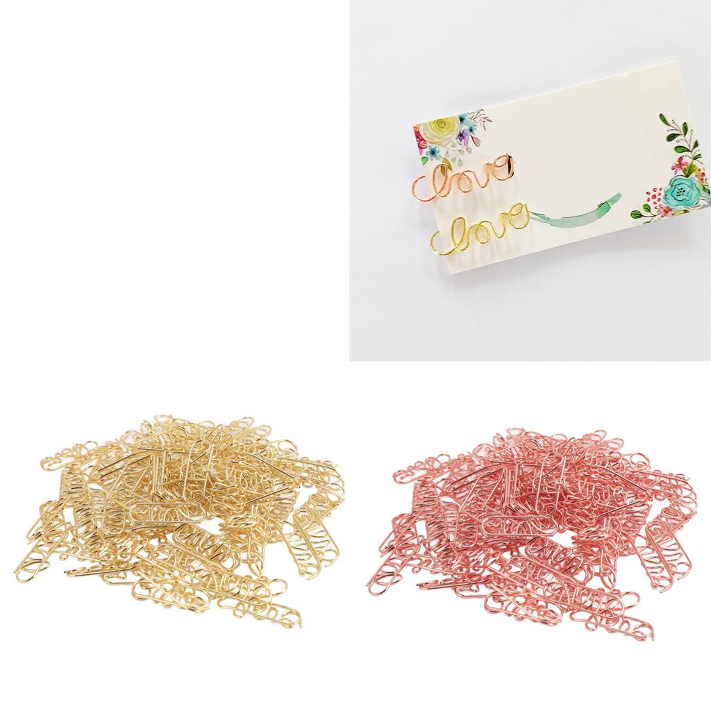 100pcs Paper Clips Multipurpose Innovative Cute Letter Design Stainless Steel Small Paper Clips for