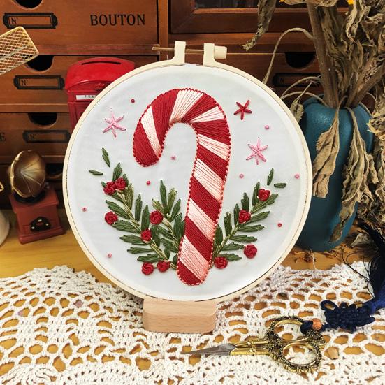 Рождественский набор для вышивания для начинающих и взрослых, набор для вышивки крестиком «Гном, рождественский домик на дереве» с пяльцами, иглами и нитками