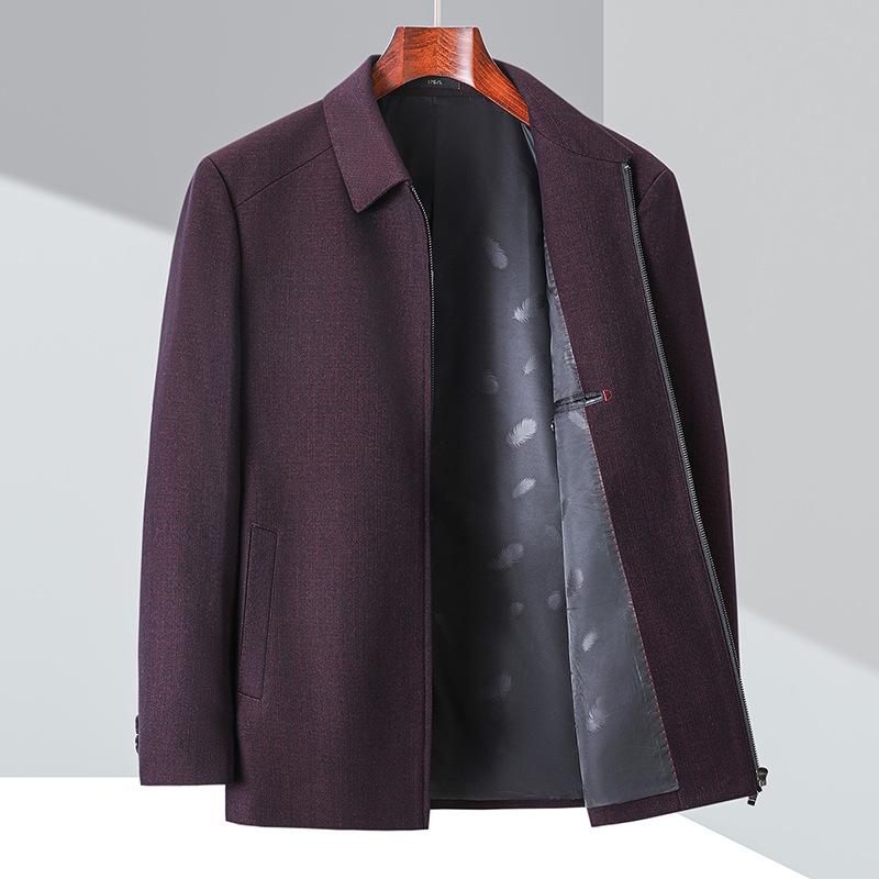 Мужская куртка для папы, деловые и политические топы с лацканами для руководителей среднего и пожилого возраста, осенние новые шерстяные универсальные куртки