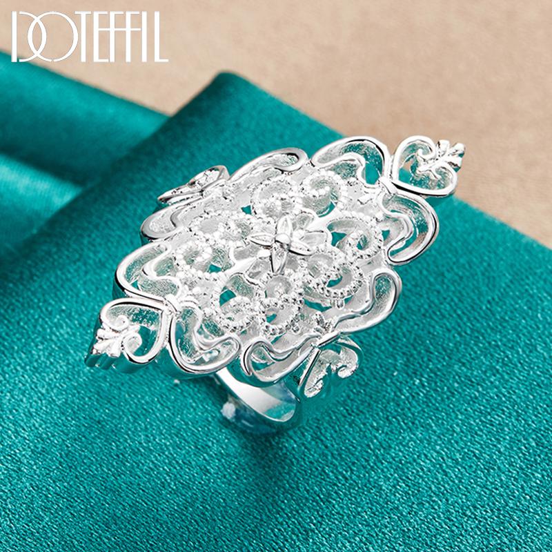 Полое кольцо из стерлингового серебра 925 пробы Модные свадебные украшения