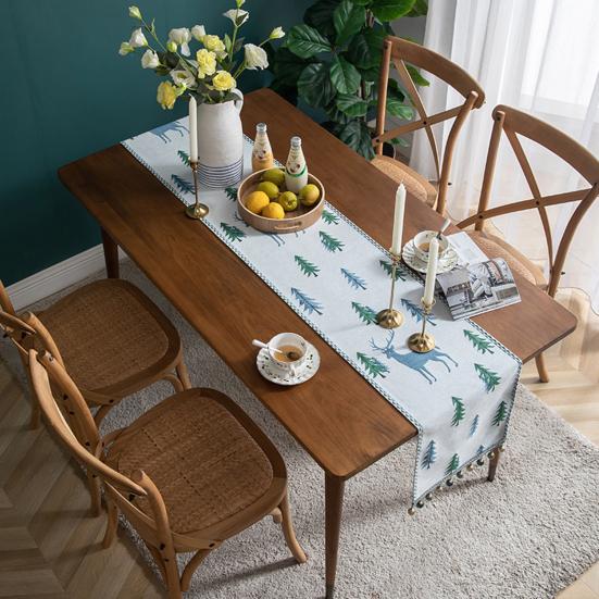 Рождественская елка, дорожка для стола, зимние праздники, Рождественский Лось, обеденная ткань, подставка для столовых приборов, новогодние домашние кухонные украшения в деревенском стиле