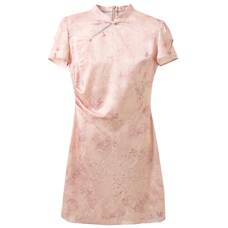 Мини-платье А-силуэта в новом китайском стиле «Sancai Peony Allure»