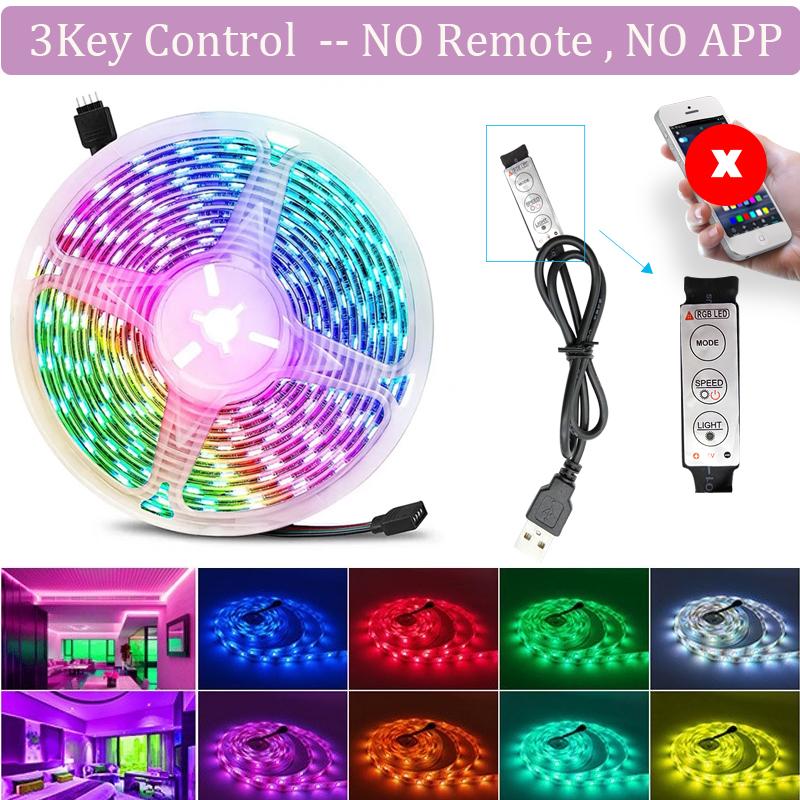 5V USB Bluetooth LED Strip Light SMD 5050 RGB Flexible Tape APP Control TV Background Atmosphere Decor 1-25M