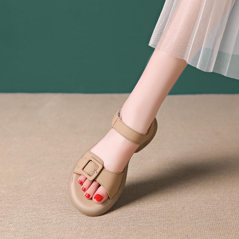 2024 Новые большие сандалии в стиле феи на толстой подошве, модные универсальные удобные женские сандалии на плоской подошве