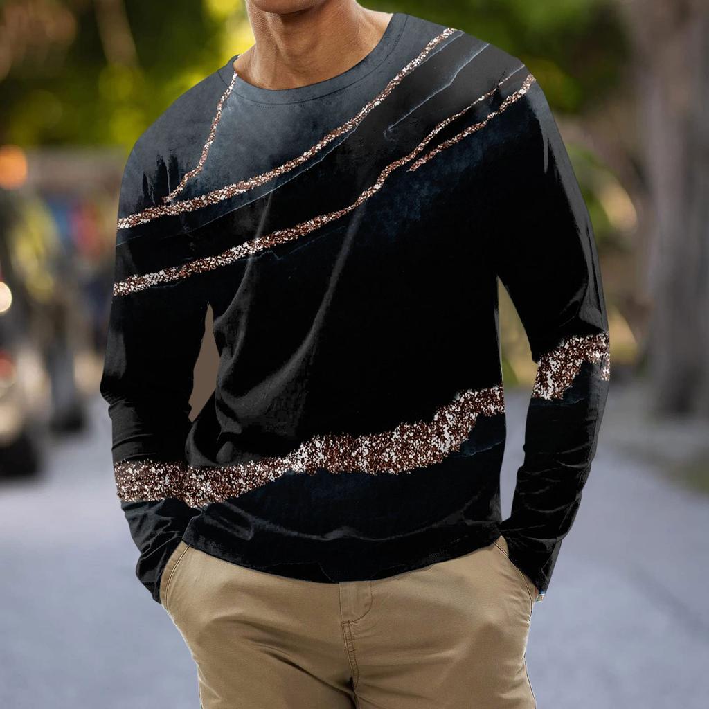 Муж. Футболка Графика Абстракция Шея Одежда Одежда На открытом воздухе Длинный рукав С принтом Модельер Винтаж