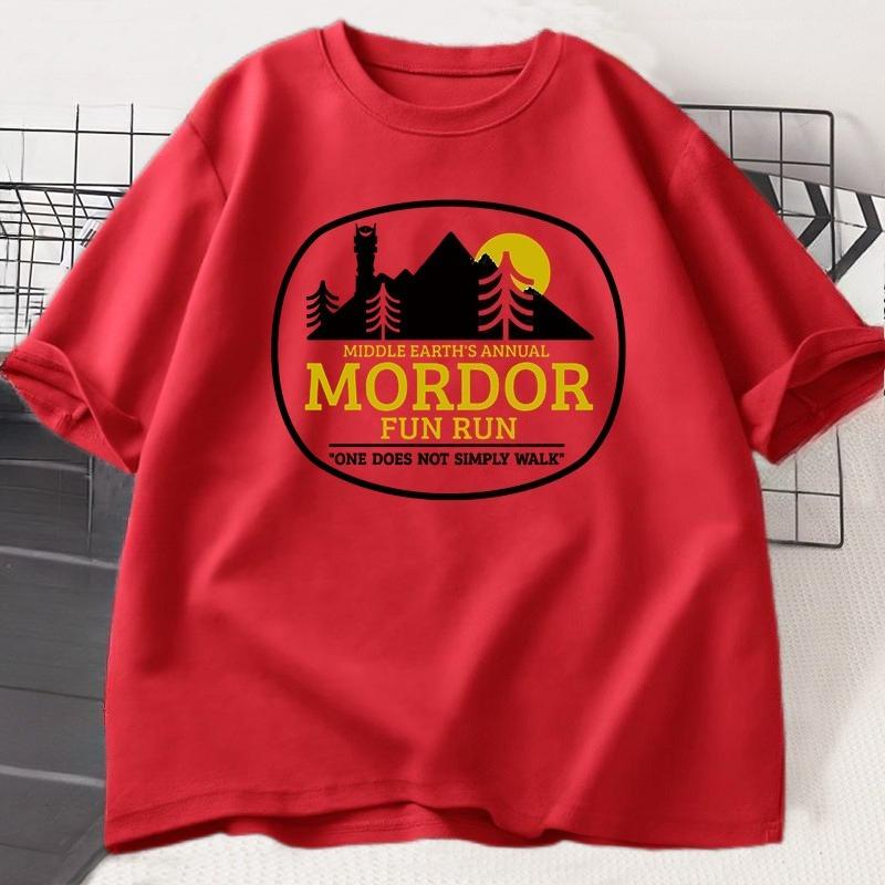 Middle Earths Annual Mordor Funny Run T Shirt Trendy Vintage Cotton Short Sleeve Harajuku Tshirt Oversized Unisexs Clothing Tops