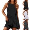 Женское спортивное платье без рукавов с воротником без рукавов, комплект с шортами, сарафан