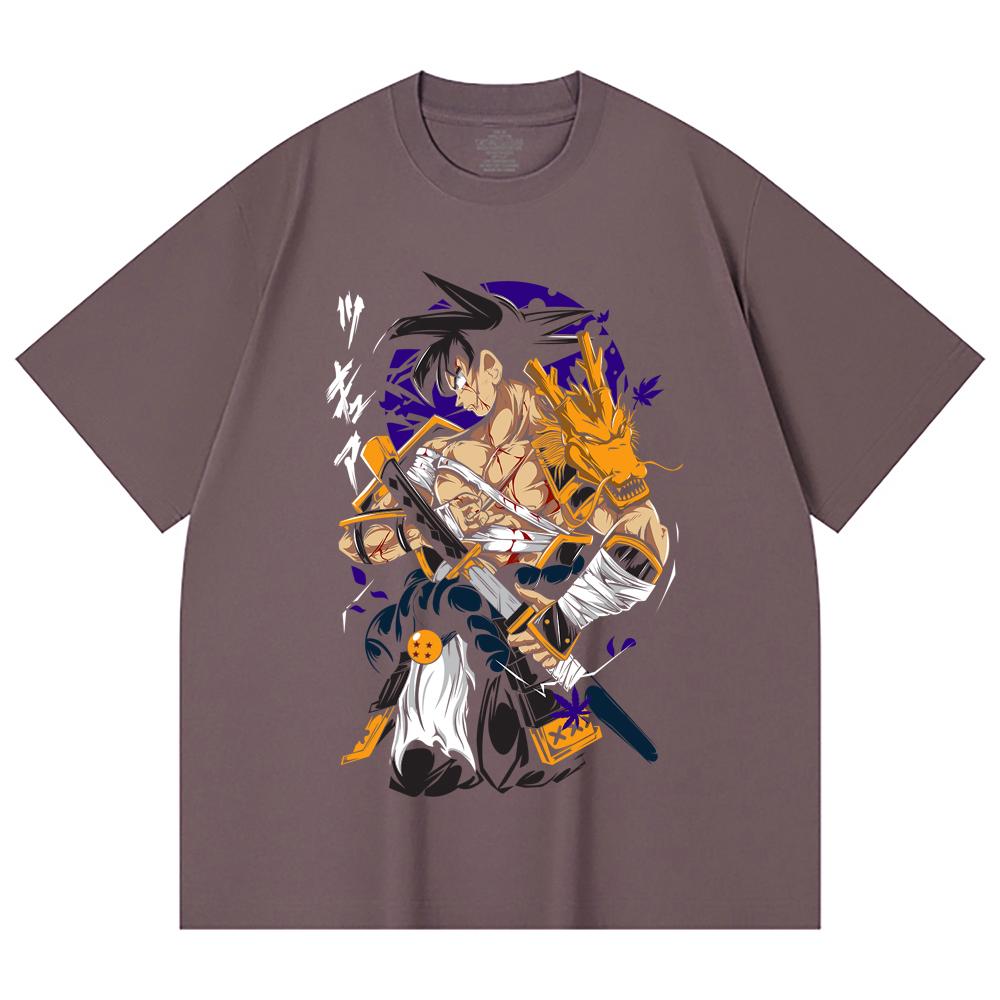 230 г/м² 100% хлопок Dragon Ball V68 Гоку Самурай Принт Унисекс Тяжелая Хлопковая Футболка