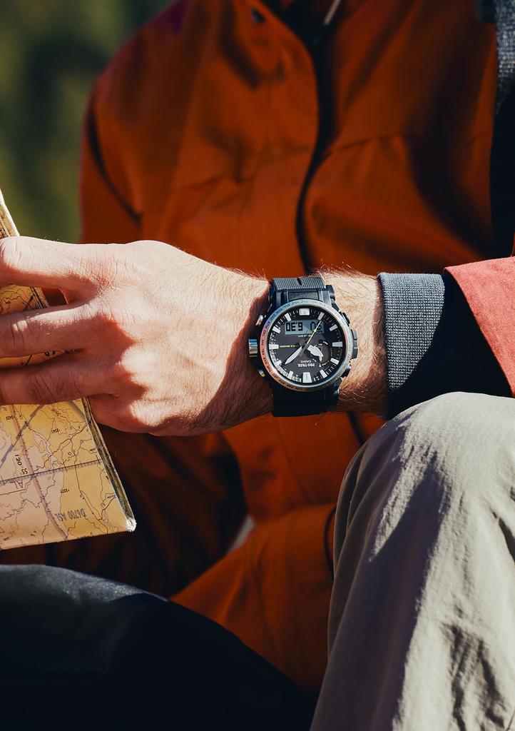 Casio Pro Trek Watch [Official Japanese Product] Climber Line Radio-Controlled Solar Watch with Biomass Plastic Construction, PRW-61-1AJF, Men's,Black