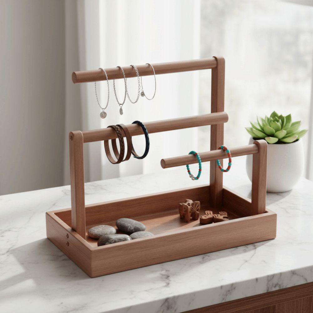 Solid Wood Bracelet Storage Holder Large Size Jewellery Organizer Closet Organization